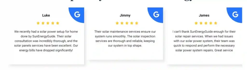 Sunenergy Guide customer Testimonials